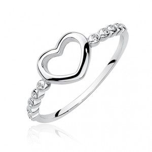 Inel argint cu inima cu pietre DiAmanti Z1564A-DIA (Argint 925‰ 1,3 g.)